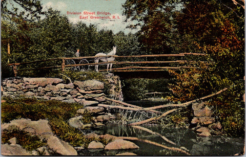 RI, East Greenwich - Division St Bridge, buggy on top - 1909 postcard - 2k1324