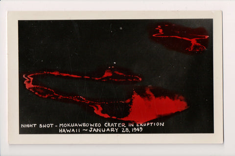HI, MOKUAWEOWEO crater in eruption, Jan 1949 - RPPC - 2k0004