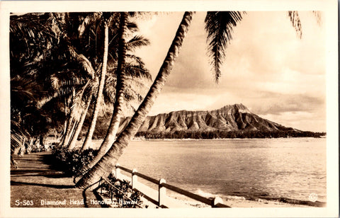 HI, Honolulu - Diamond Head - vintage RPPC postcard - 2k0035