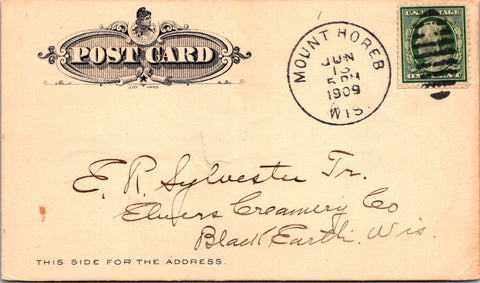 WI, MT HOREB - State Bank - I Fosshage, Cashier - Postal Card (original SOLD) 2k0114