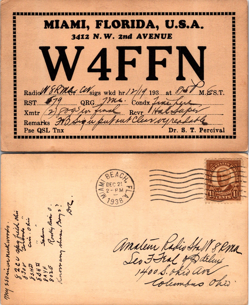 FL, MIAMI - QSL HAM or CB Radio Call Card postcard - 2k0191