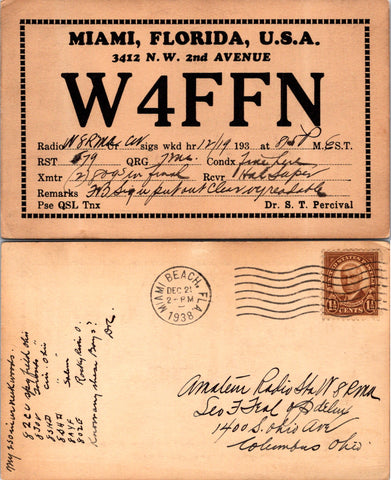 FL, MIAMI - QSL HAM or CB Radio Call Card postcard - 2k0191