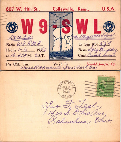 KS, COFFEYVILLE - QSL HAM or CB Radio Call Card  postcard - 2k0192