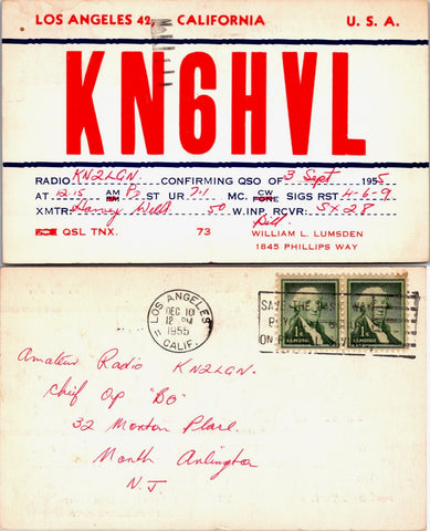 CA, LOS ANGELES - QSL HAM or CB Radio Call Card postcard - 2k0201