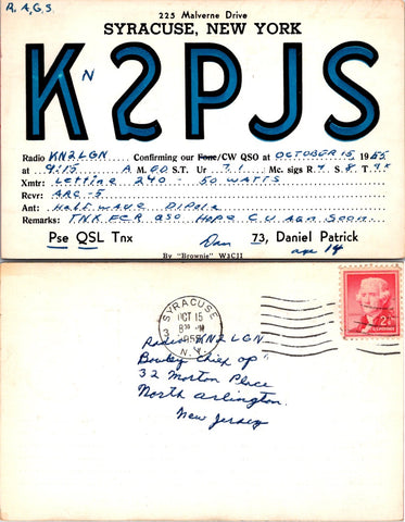 NY, Syracuse - QSL HAM or CB Radio Call Card postcard - 2k0202