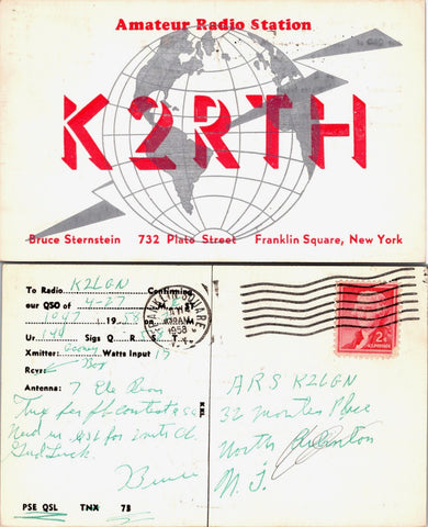 NY, FRANKLIN SQUARE - QSL HAM or CB Radio Call Card (original SOLD) 2k0203