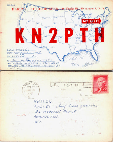 NY, SYRACUSE - QSL HAM or CB Radio Call Card postcard - 2k0204