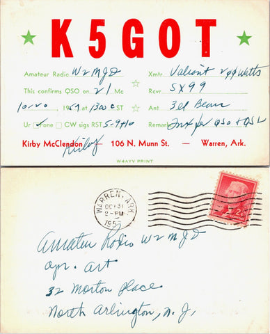 AR, WARREN - QSL HAM or CB Radio Call Card postcard - 2k0205