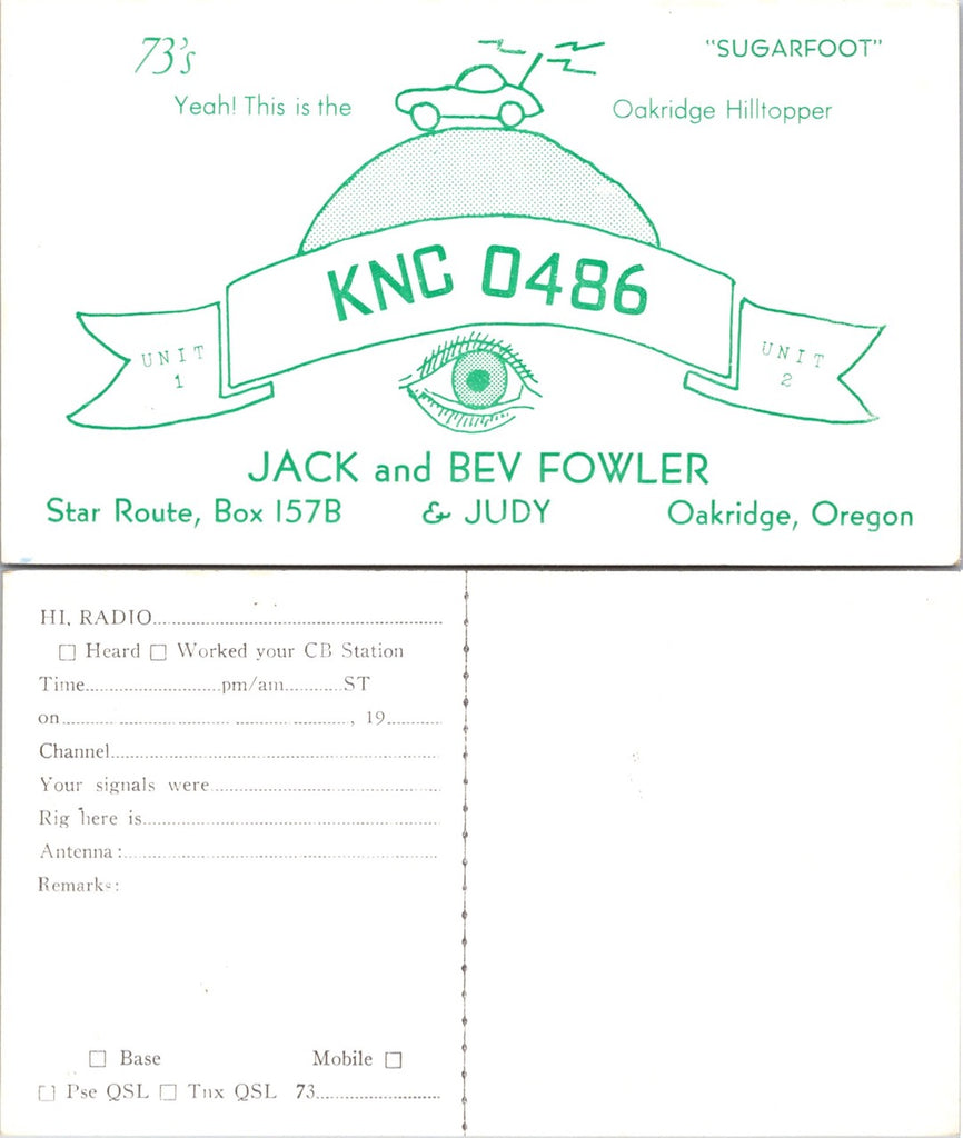 OR, Oakridge - QSL HAM or CB Radio Call Card postcard - 2k0206
