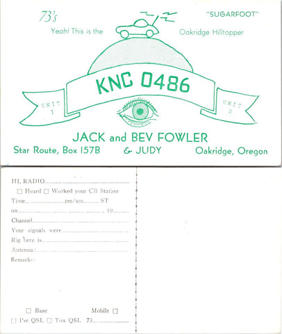 OR, OAKRIDGE - QSL HAM or CB Radio Call Card postcard - 2k0206