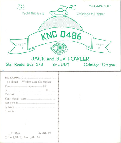 OR, Oakridge - QSL HAM or CB Radio Call Card postcard - 2k0206