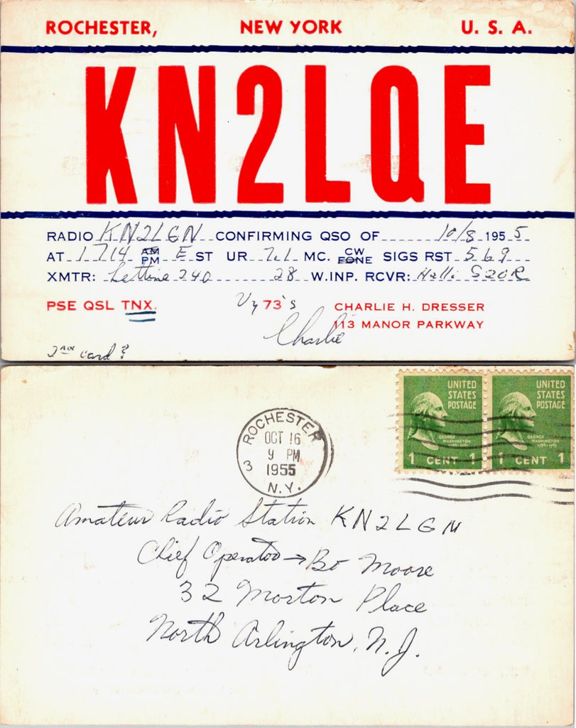 NY, ROCHESTER - QSL HAM or CB Radio Call Card postcard - 2k0207