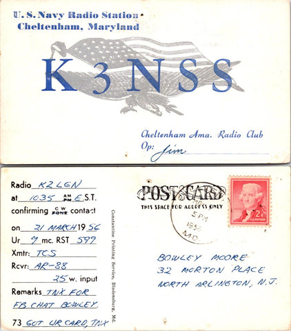 MD, Cheltenham - QSL HAM or CB Radio Call Card postcard - 2k0212