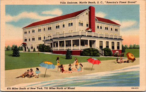 SC, MYRTLE BEACH - VILLA AMBOROSE -  linen postcard - 2k0216