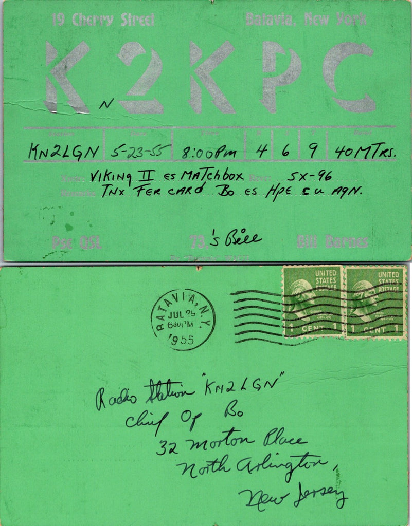 NY, BATAVIA - QSL HAM or CB Radio Call Card postcard - 2k0274