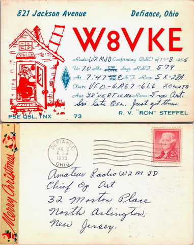 OH, DEFIANCE - QSL HAM or CB Radio Call Card postcard - 2k0276
