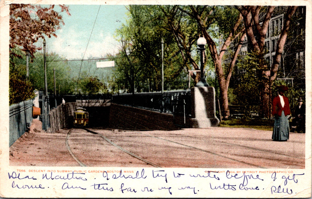 MA, BOSTON - Descent into Subway, Public Gardens - Detroit Pub Postcard - 2k0423