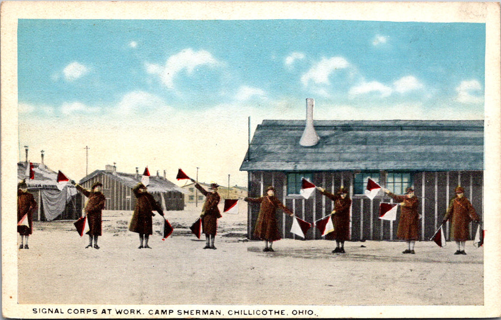 OH, Chillicothe - Camp Sherman - Signal Corps at work postcard - 2k0438