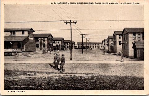OH, Chillicothe - Camp Sherman - Street scene - ?K of C sign - postcard - 2k0439