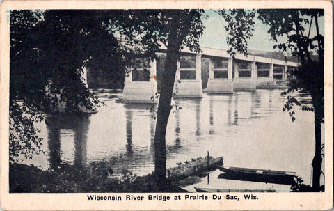 WI, Prairie Du Sac - Bridge, water, shoreline - 1929 postcard - 2k0498