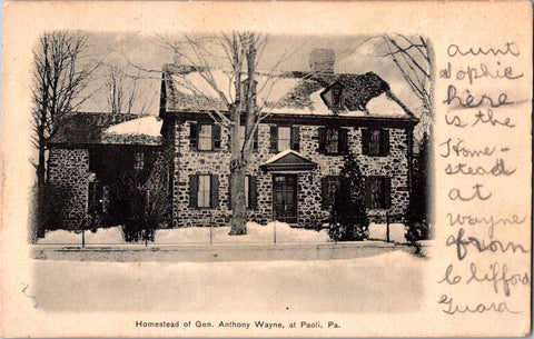 PA, Paoli - Gen Anthony Wayne homestead - H O Garber postcard - 2k0514