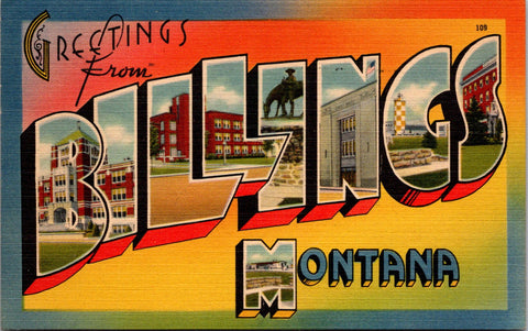 MT, Billings - Greetings from - Large Letter postcard - 2k0527