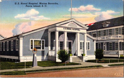 SC, PARRIS ISLAND- US Naval Hospital, Marine Barracks postcard - 2k0531