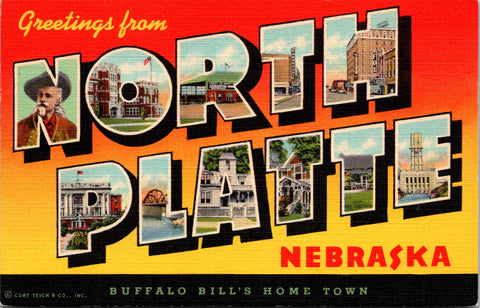 NE, NORTH PLATTE - Greetings from - Large Letter postcard - 2k0538