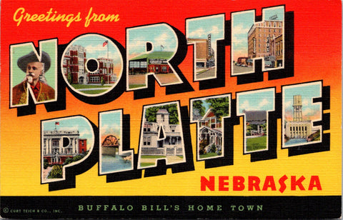 NE, North Platte - Greetings from - Large Letter postcard - 2k0538