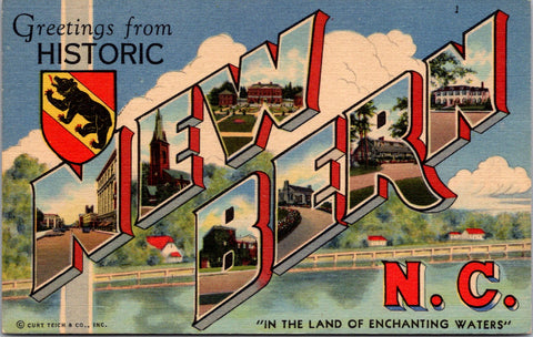 NC, New Bern - Greetings from - Large Letter postcard - 2k0539