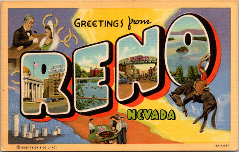NV, RENO - Greetings from - Large Letter postcard - 2k0540