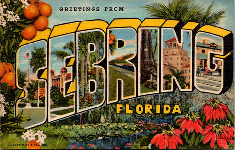 FL, Sebring - Greetings from - Large Letter postcard - 2k0543