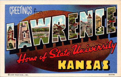 KS, Lawrence - Greetings from - Large Letter postcard - 2k0544