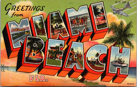 FL, MIAMI BEACH - Greetings from - Large Letter postcard - 2k0545