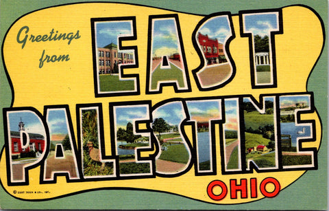 OH, East Palestine - Greetings from - Large Letter postcard - 2k0546