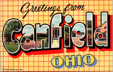 OH, CANFIELD - Greetings from - Large Letter postcard - 2k0549