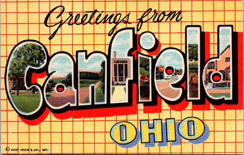 OH, Canfield - Greetings from - Large Letter postcard - 2k0549