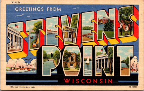 WI, Stevens Point - Greetings from - Large Letter postcard - 2k0550