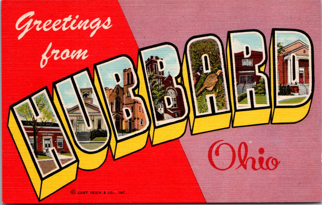 OH, HUBBARD - Greetings from - Large Letter postcard - 2k0554