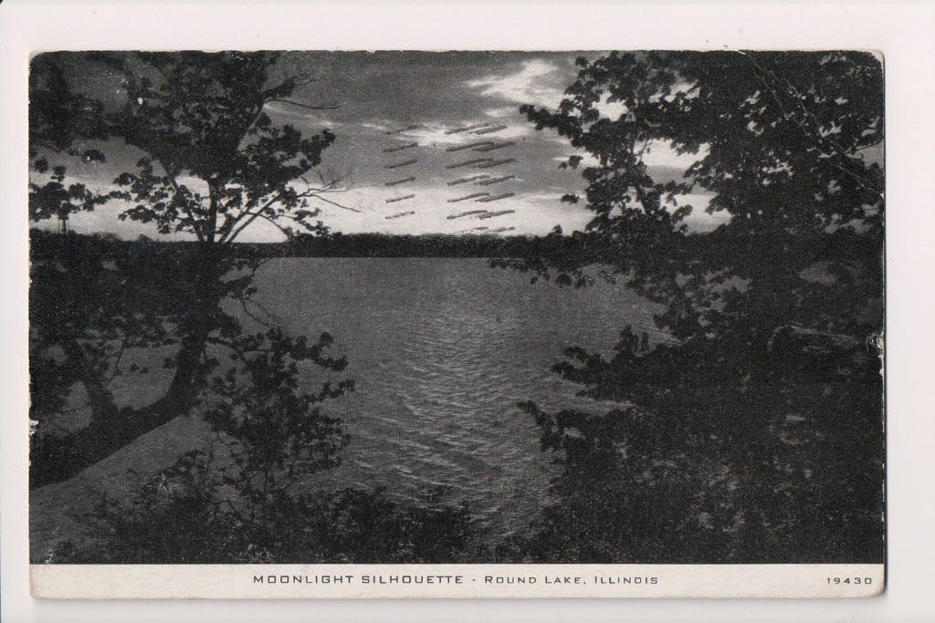 IL, ROUND LAKE - Moonlight Silhouette - C R Childs Co postcard - 2k0620