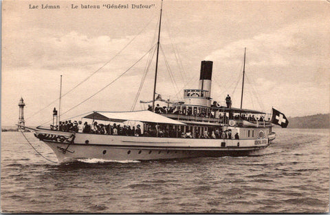 Ship Postcard - GENERAL DUFOUR - Lac Leman - Anchor, people - 2k0727