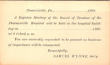 PA, Phoenixville - PHOENIXVILLE HOSPITAL - S Wynne Sec'y - Postal Card - 2k0740