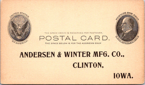 IA, Clinton - ANDERSEN & WINTER MFG CO - order card - Postal Card - 2k0757