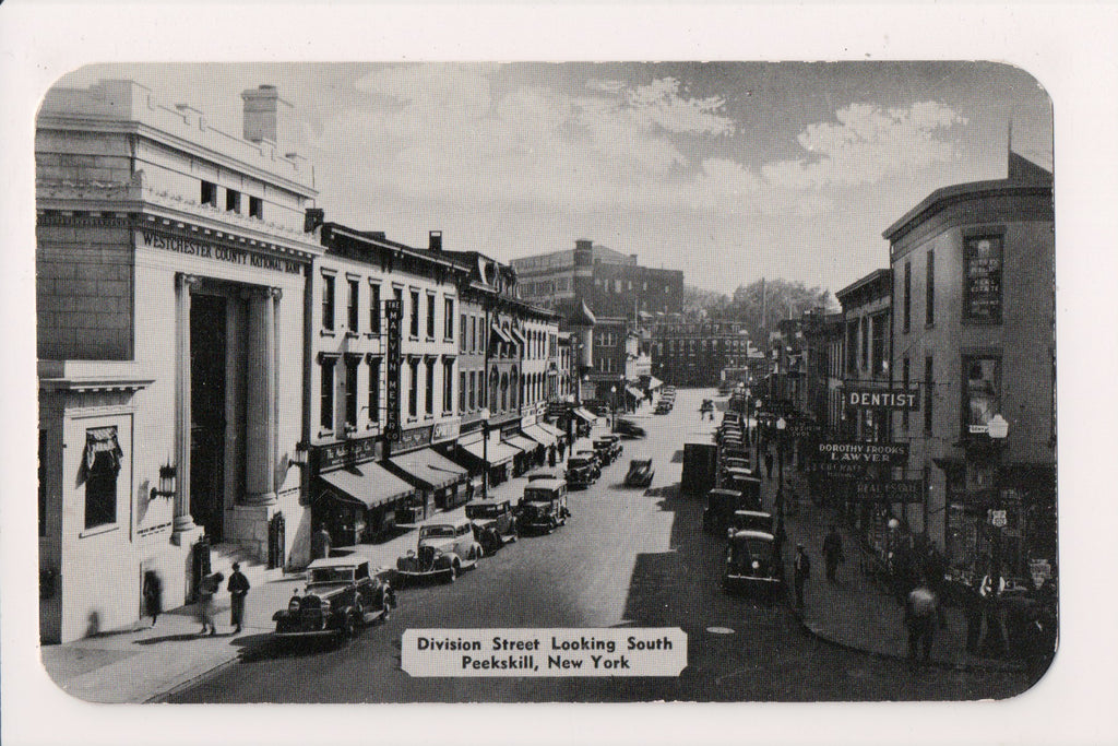 NY, Peekskill - Division St - Dentist, Dorothy Frooks Lawyer etc postcard - 2k07