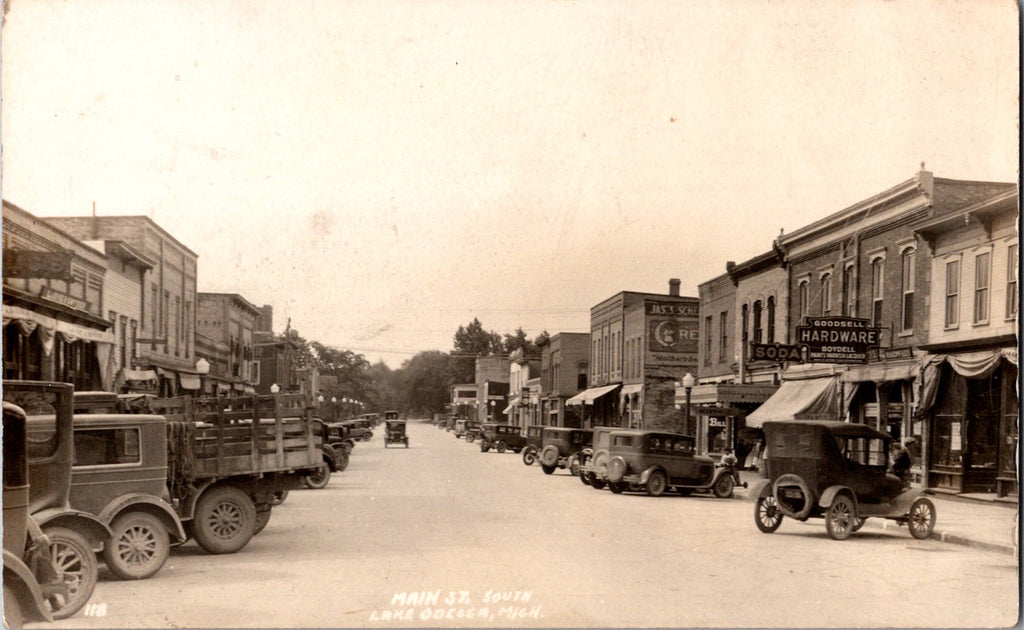 MI, Lake Odessa - Main St south - old RPPC postcard - 2k0763