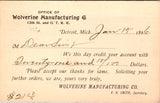 MI, DETROIT - Wolverine Manufacturing Co - F B Smith - Postal Card - 2k0891