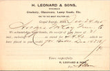MI, Grand Rapids - H LEONARD & SONS - Crockery, Glassware, Lamp - Postal Card -