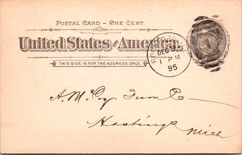 IL, ROCKFORD - ILLINOIS CHAIR CO - Receipt from 1895 - Postal Card - 2k0909