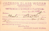 MI, Jackson - JACKSON GLASS WORKS - 1896 Receipt - Postal Card - 2k0918