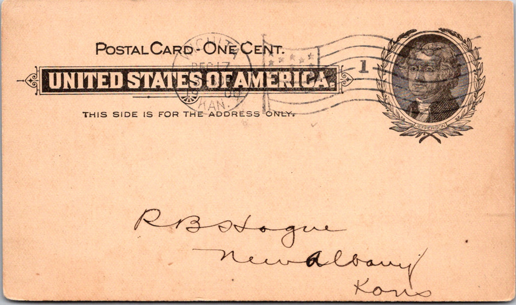 KS, WICHITA - C E Potts Drug Co 1900 receipt Postal Card - (original SOLD) 2k0919